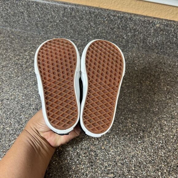 Vans Classic Little Kids Toddler Sz 6 Black Leather Sneaker Shoe Snap On Low Top - Picture 8 of 10